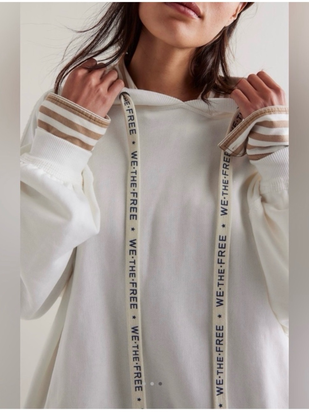 Free People We The Free. White Oversized Hoodie Size Medium - Picture 10 of 11